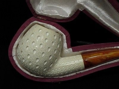 Lattice Apple Bent Block Meerschaum Pipe Tobacco Smoking Sea foam Eskisehir 0774