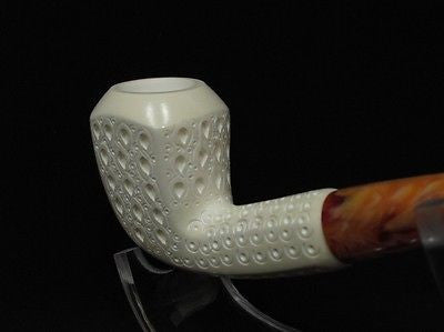 Paneled Billiard Lattice Bent Block Meerschaum Pipe Gift Case Hand carved 9352
