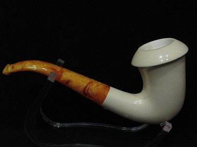 Smooth Bent Calabash Meerschaum Pipe magnesite block seafoam pipa Gift Case 7507