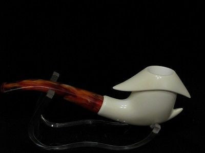 Smooth Abstract block Meerschaum Pipe Tobacco smoking Gift Case hand made 7764