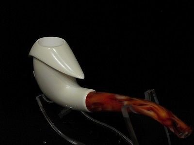 Smooth Abstract block Meerschaum Pipe Tobacco smoking Gift Case hand made 7764