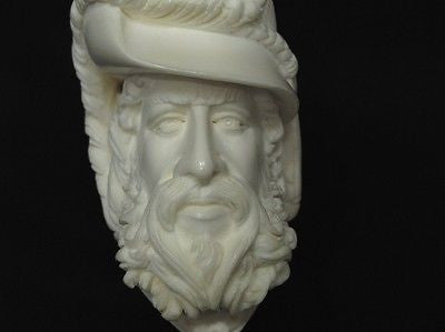 Cavalier Feather hat block Meerschaum Pipe smoking Gift sea foam Big Bowl 8301