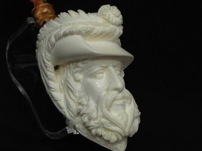 Cavalier Feather hat block Meerschaum Pipe smoking Gift sea foam Big Bowl 8301