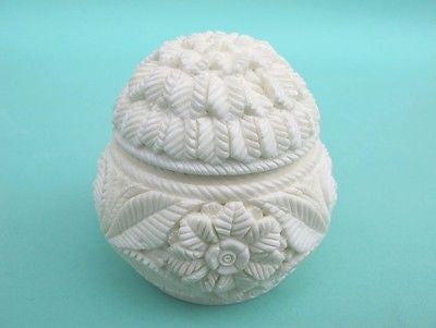 Floral Decorative Meerschaum Stone Jewelry Trinket Box Unique Gift women 4498