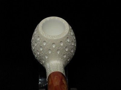 Lattice Apple Bent Block Meerschaum Pipe Tobacco Smoking Sea foam Eskisehir 0774