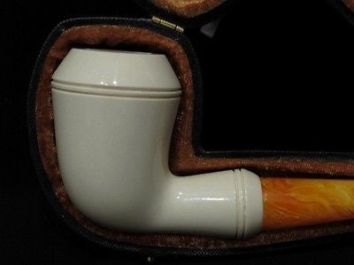 Smooth Straight Bulldog Block Meerschaum Pipe Colors fast Gift Case Meerco 6611