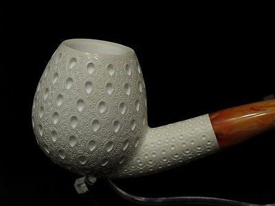Lattice Apple Billiard Meerschaum Pipe Tobacco Freehand Big Bowl Gift Case 6148