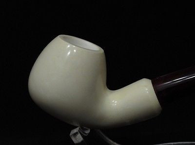 Smooth Bent Apple Block Meerschaum Pipe Red Acrylic Stem Colors nice Turkey 4986