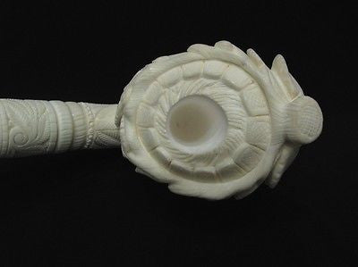 Giant Bacchus Vineyard Block Meerschaum Pipe Rare Turkey Self fitting case 9612