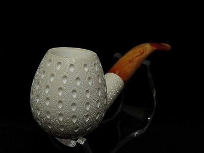 Lattice Apple Billiard Meerschaum Pipe Tobacco Freehand Big Bowl Gift Case 6148