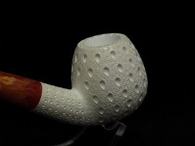Lattice Apple Bent Block Meerschaum Pipe Tobacco Smoking Sea foam Eskisehir 0774