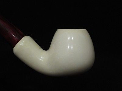 Smooth Bent Apple Block Meerschaum Pipe Red Acrylic Stem Colors nice Turkey 4986