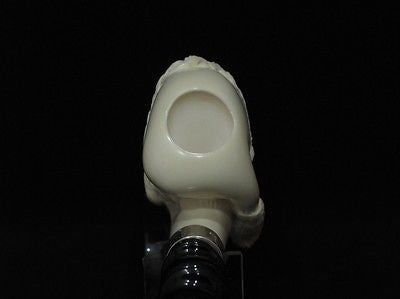 Old Fez Man Smoking Meerschaum Pipe 925 Sterling Silver Free hand Big Bowl 6547