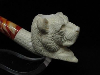Cute Bear Block Meerschaum Pipe Animal sepiolite ideal smoking Hand carved 3269