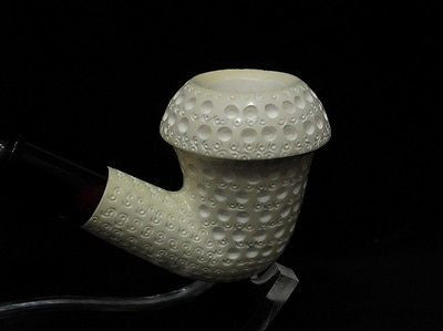 Half Bent Lattice Calabash Block Meerschaum Pipe 2stem Classic Churchwarden 0954