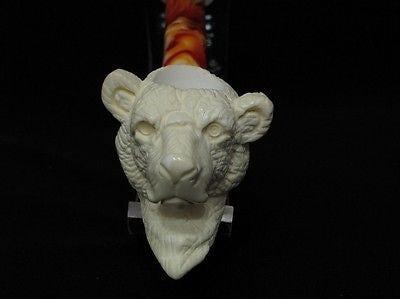 Cute Bear Block Meerschaum Pipe Animal sepiolite ideal smoking Hand carved 3269