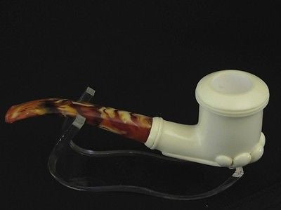 Smooth Oyster Smoking Block Meerschaum Pipe Gift Case Stand Pouch Good size 1536