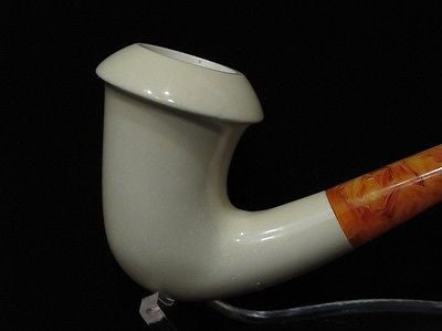 Smooth Bent Calabash Meerschaum Pipe magnesite block seafoam pipa Gift Case 7507