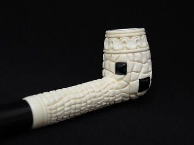 Italian Style Canadian Block Meerschaum Pipe w/ Inlaid Black Onyx Rare Cor 2860