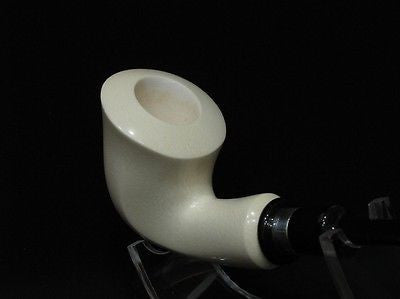 Smooth Bent Calabash Block Meerschaum Pipe Silver Acrylic stem Colors great 2959