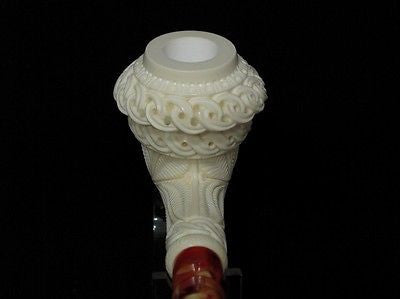 Floral Celtic Calabash Block Meerschaum Pipe by Emin Gift Pipes Big Bowl 4985