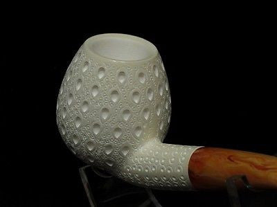 Lattice Apple Billiard Meerschaum Pipe Tobacco Freehand Big Bowl Gift Case 6148