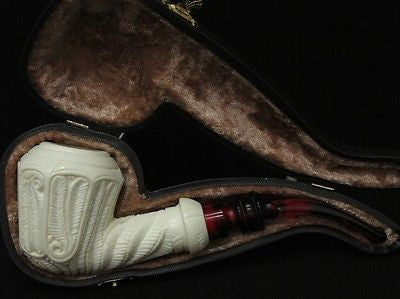 Spiral Danske Shank Block Meerschaum Pipe Unique pipes Hand made in Turkey 8431