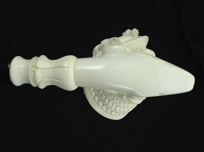Lady Woman w/Floral Hat Smoking Block Meerschaum Pipe Acrylic Stem Turkey 0446