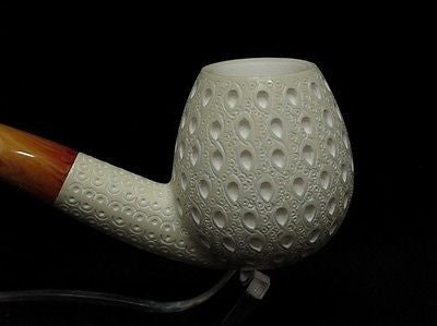 Lattice Apple Billiard Meerschaum Pipe Tobacco Freehand Big Bowl Gift Case 6148