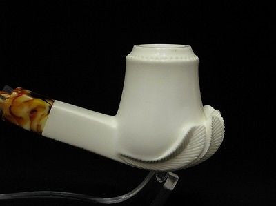 Smooth Tulip Floral Solid Block Meerschaum Pipe Free hand Ideal Big Bowl 0507