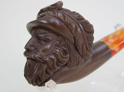 Brown Patina Chevalier Meerschaum Pipe People Face smoking Pipes Good size 5134
