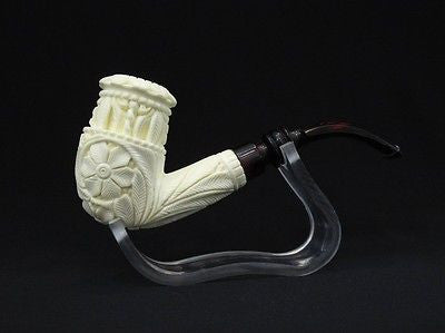 Floral Topkapi Calabash Bent Block Meerschaum Pipe Classic Gift Big Bowl 8610