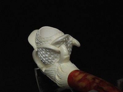 Eagle Claw Holding Rose Flower Block Meerschaum Pipe Hand carved in Turkey 0381
