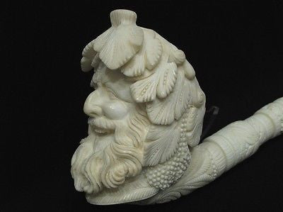 Giant Bacchus Vineyard Block Meerschaum Pipe Rare Turkey Self fitting case 9612