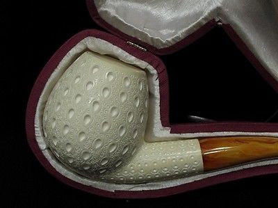 Lattice Apple Billiard Meerschaum Pipe Tobacco Freehand Big Bowl Gift Case 6148