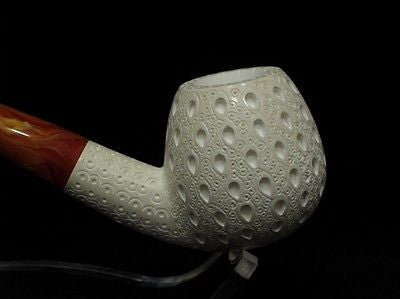 Lattice Apple Bent Block Meerschaum Pipe Tobacco Smoking Sea foam Eskisehir 0774