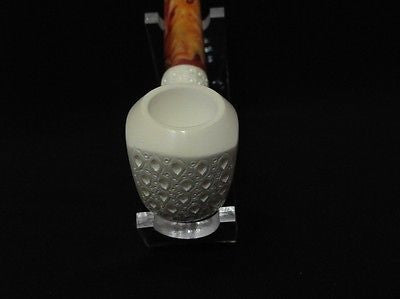 Paneled Billiard Lattice Bent Block Meerschaum Pipe Gift Case Hand carved 9352