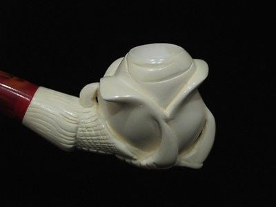 Eagle Claw Holding a Rose Block Meerschaum Pipe Hand Made Sale Pipes Case 5712