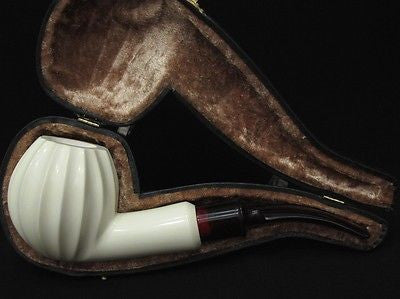 Beautiful Swirled Apple Smooth Block Meerschaum Pipe Turkish tobacco smoker 8485