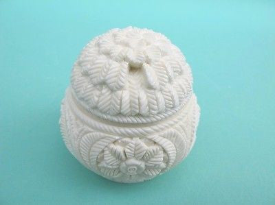 Floral Decorative Meerschaum Stone Jewelry Trinket Box Unique Gift women 4498