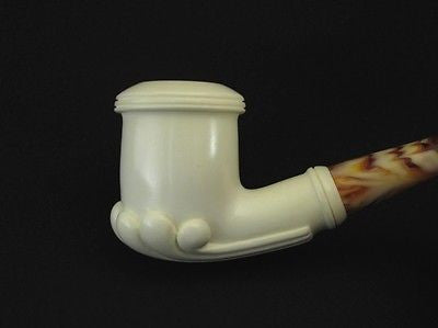 Smooth Oyster Smoking Block Meerschaum Pipe Gift Case Stand Pouch Good size 1536