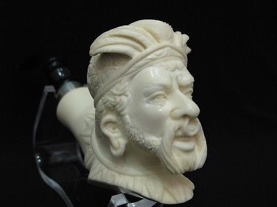 Australian Aboriginal Warrior Block Meerschaum Pipe 925 Silver Band H. Cor 0591