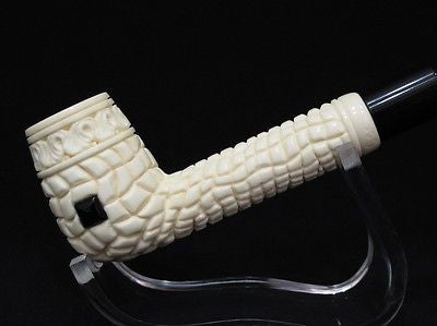 Italian Style Canadian Block Meerschaum Pipe w/ Inlaid Black Onyx Rare Cor 2860