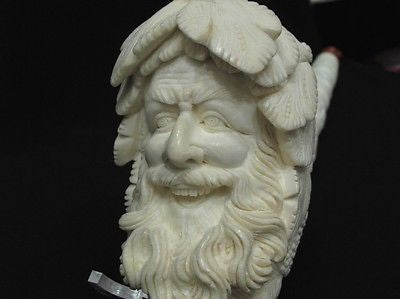 Giant Bacchus Vineyard Block Meerschaum Pipe Rare Turkey Self fitting case 9612