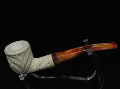 Straight Billiard Floral Block Meerschaum Pipe Hand carved Flower for Women 2027