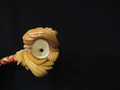 Baroque Floral Ivy w/Silver Ring Block Meerschaum Pipe Signed by Cor Patina 4096