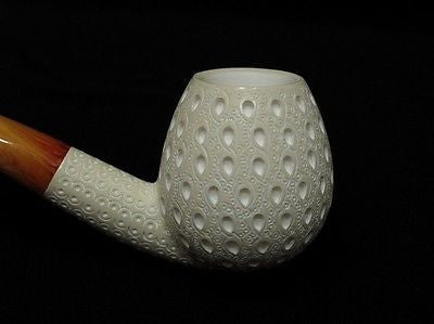 Lattice Apple Billiard Meerschaum Pipe Tobacco Freehand Big Bowl Gift Case 6148
