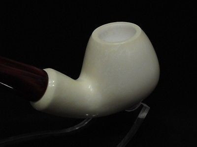 Smooth Bent Apple Block Meerschaum Pipe Red Acrylic Stem Colors nice Turkey 4986