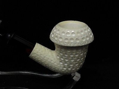 Half Bent Lattice Calabash Block Meerschaum Pipe 2stem Classic Churchwarden 0954