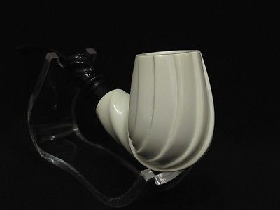 Spiral Bent Billiard Block Meerschaum Pipe Helix Acrylic stem Hand carved 6333